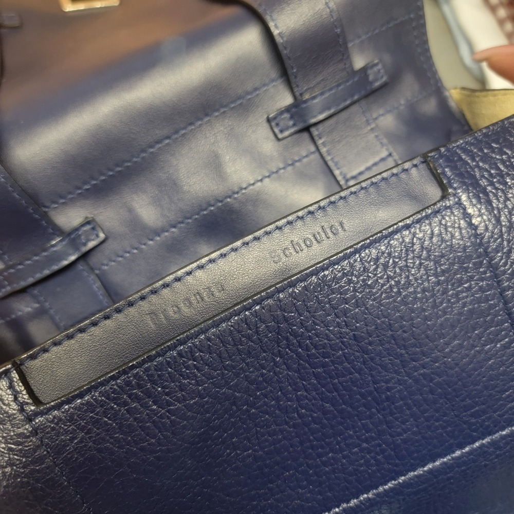Beautiful Genuine Blue Courier Leather Backpack Proenza Schouler NWOT $1300+! - Picture 6 of 9